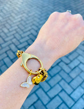 Load image into Gallery viewer, Repurposed Louis Vuitton KeyClasp & Butterfly/Heart Charm Bracelet