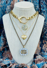 Load image into Gallery viewer, Repurposed Louis Vuitton Clasp & Celestial Abalone Shell Charm Necklace