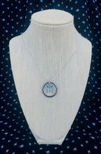 Load image into Gallery viewer, Repurposed Louis Vuitton Keyring & Enameled Butterfly Charm Necklace
