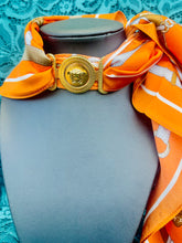 Load image into Gallery viewer, Stunning Large Repurposed Versace Medusa Hardware & 100% Silk Scarf Necklace