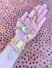 Load image into Gallery viewer, Repurposed Louis Vuitton KeyClasp & Butterfly/Heart Charm Bracelet