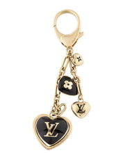 Load image into Gallery viewer, Repurposed Louis Vuitton KeyClasp & Butterfly/Heart Charm Bracelet