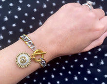 Load image into Gallery viewer, Repurposed Interlocking GG Gucci Button Mix Metal Bracelet