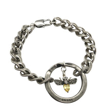 Load image into Gallery viewer, Repurposed Floating Crystal Bee Gucci Ring Bracelet