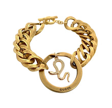 Load image into Gallery viewer, Repurposed Floating Crystal Snake Gucci Ring Toggle Bracelet