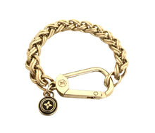 Load image into Gallery viewer, Repurposed Gold Louis Vuitton Vintage Flower Charm Bracelet
