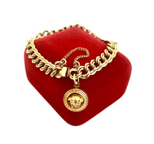 Load image into Gallery viewer, Repurposed Iconic Versace Medusa Charm  Gold Bracelet