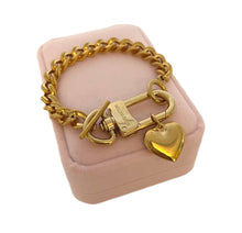 Load image into Gallery viewer, Repurposed Louis Vuitton Key~Clasp Heart Charm Bracelet