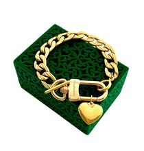 Load image into Gallery viewer, Repurposed Louis Vuitton Keyclasp & Butterfly~Heart Charm Bracelet