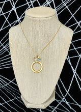 Load image into Gallery viewer, Repurposed Louis Vuitton Keyring & Irisdicent Butterfly Charm Necklace