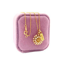Load image into Gallery viewer, Repurposed YSL Bar & White Enameled Flower Charm Necklace