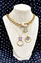 Load image into Gallery viewer, Repurposed Louis Vuitton Keyring & Moon/Stars Enameled Charm Necklace