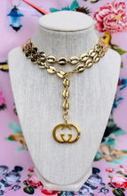 Load image into Gallery viewer, Repurposed lnterlocking GG Gucci Charm Convertible Belt/Necklace with Removable Crystal Bee Charm