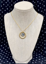 Load image into Gallery viewer, Repurposed Louis Vuitton Keyring & Moon/Stars Enameled Charm Necklace