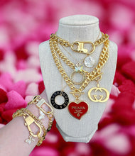 Load image into Gallery viewer, Repurposed Louis Vuitton Keyring & Irisdicent Butterfly Charm Necklace