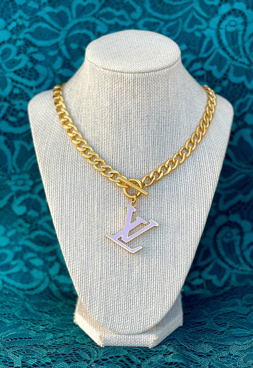 X~Large Repurposed Pink & Gold Louis Vuitton Toggle Clasp Necklace