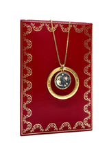 Load image into Gallery viewer, Repurposed Louis Vuitton Keyring & Moon/Stars Enameled Charm Necklace