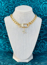 Load image into Gallery viewer, Repurposed Louis Vuitton Keychain Clasp & Butterfly Charm Necklace