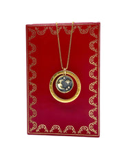 Load image into Gallery viewer, Repurposed Louis Vuitton Keyring & Moon/Stars Enameled Charm Necklace