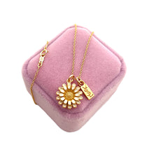 Load image into Gallery viewer, Repurposed YSL Bar & White Enameled Flower Charm Necklace