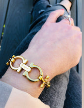 Load image into Gallery viewer, Repurposed Vintage Ferragamo Gold  Bracelet(See description for details. Priced accordingly.)