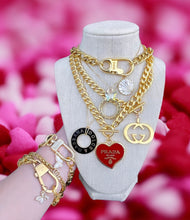 Load image into Gallery viewer, Repurposed Gucci Keychain Clasp & Crystal Bee Charm Bracelet