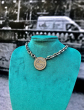 Load image into Gallery viewer, * Rare* Repurposed Large Sterling Gucci GG & Bird Reversible Coin Necklace