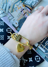 Load image into Gallery viewer, Repurposed Louis Vuitton Key~Clasp Heart Charm Bracelet
