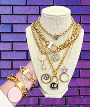 Load image into Gallery viewer, Repurposed Louis Vuitton Keyclasp & Butterfly~Heart Charm Bracelet