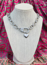 Load image into Gallery viewer, Repurposed Silver Gucci Keychain Clasp & Removable Heart Charm Necklace