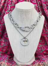 Load image into Gallery viewer, Repurposed Gucci Keyring Floating Crystal Bee Necklace