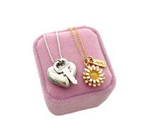 Load image into Gallery viewer, Repurposed YSL Bar & White Enameled Flower Charm Necklace