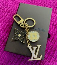 Load image into Gallery viewer, Repurposed Louis Vuitton Keychain Clasp & Butterfly Charm Necklace