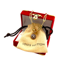 Load image into Gallery viewer, Repurposed Louis Vuitton Gold & Café Charm Paper Clip Bracelet