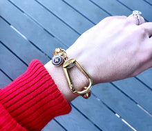 Load image into Gallery viewer, Repurposed Gold Louis Vuitton Vintage Flower Charm Bracelet