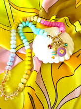 Load image into Gallery viewer, Repurposed Louis Vuitton Signature Flower Coin Gemstone Candy Necklace