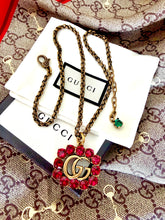 Load image into Gallery viewer, Full Set~BOX &amp; POUCH Included~Gucci Marmont Ruby Red Crystal Interlocking GG Adjustable Necklace