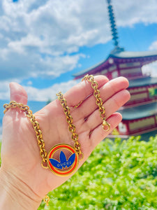 *Rare* Repurposed Gucci X Adidas Blue & Orange Enameled Necklace