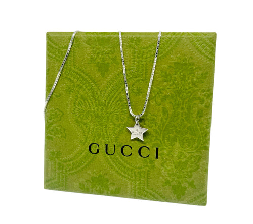 Repurposed Mini Gucci Star Charm .925 Sterling Necklace