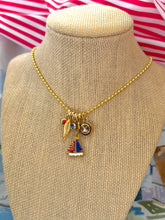 Load image into Gallery viewer, Repurposed Brown &amp; Gold Louis Vuitton Coin Nautical Charm Necklace