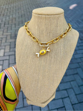 Load image into Gallery viewer, Repurposed Louis Vuitton Yellow &amp; Gold Tone Candy Charm &amp; Ice Cream Necklace