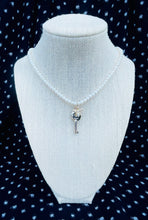 Load image into Gallery viewer, Repurposed Gucci Key Charm &amp; Crystal Bee Mother of Pearl Necklace