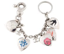 Load image into Gallery viewer, Repurposed 1980’s Vintage CC “Ne M’oublie Pas” Blue Enameled Heart Charm Necklace