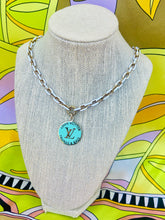 Load image into Gallery viewer, *Rare* Large Repurposed Turquoise &amp; Gold Louis Vuitton Trunks &amp; Bags Coin Necklace