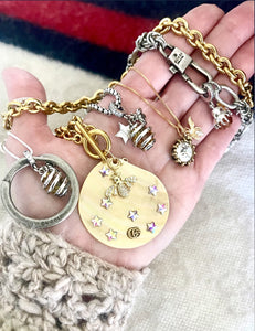 Repurposed Gucci Keyring & Floating Bee Charm Necklace