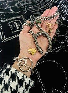 Repurposed Gold & Chocolate Louis Vuitton Charm Gemstone Bracelet