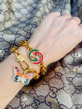 Load image into Gallery viewer, Repurposed Gucci Clasp &amp; Multicolored Butterfly Charm Bracelet