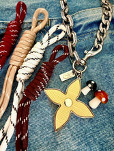 Load image into Gallery viewer, 3~in~1 Repurposed X~Large Louis Vuitton Signature 🧈 Flower Charm Denim Chain/Bag Charm/Necklace