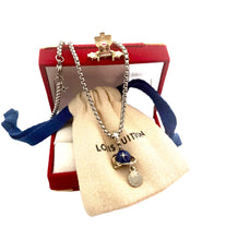 Load image into Gallery viewer, Repurposed Louis Vuitton Disc &amp; Saturn Charm Necklace
