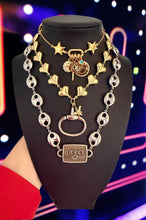 Load image into Gallery viewer, Repurposed Louis Vuitton Double Sided Coin Retro Puffy Star Chain Charm Necklace